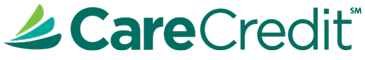 CareCredit logo featuring three green and blue swooshes to the left of the brand name "CareCredit" written in green, modern font on a light background.